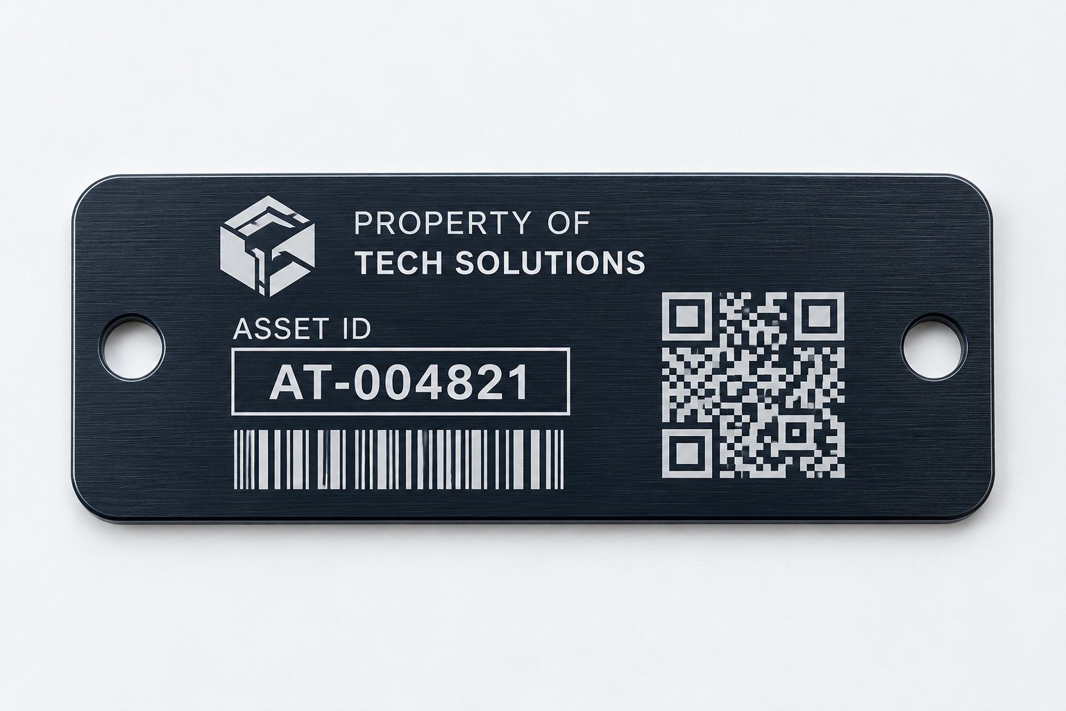 Custom asset tags with barcode and equipment identification