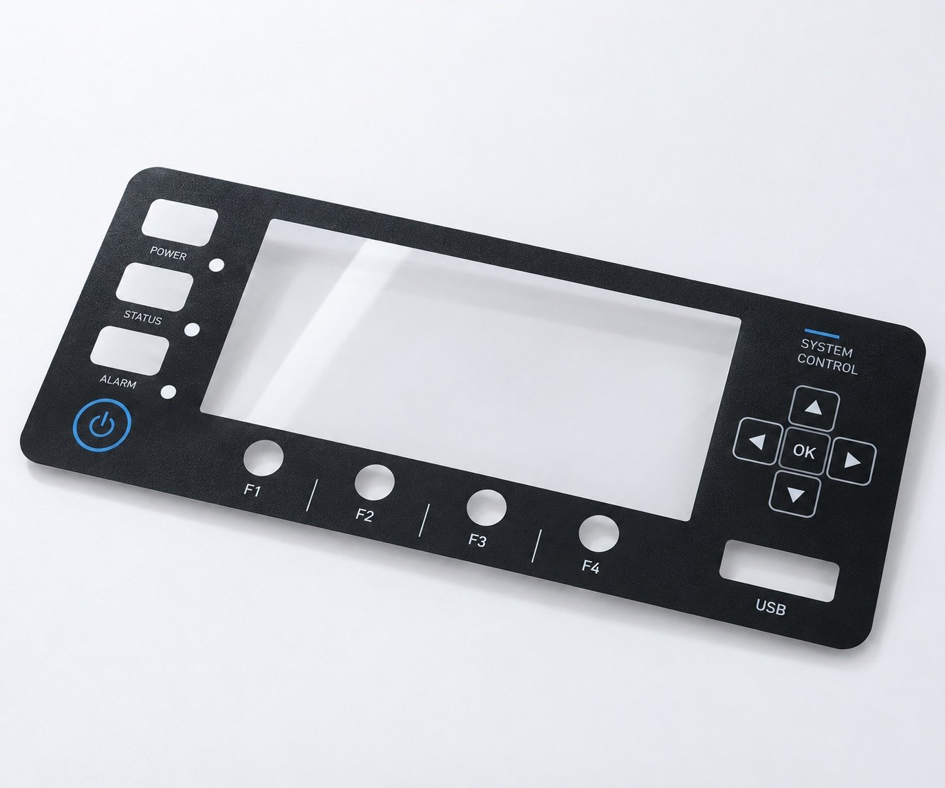 Custom graphic overlay for an industrial equipment panel