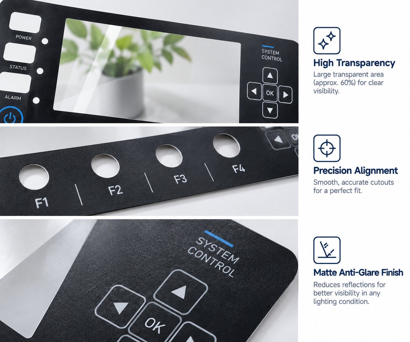 Graphic overlay materials with printed graphics and adhesive