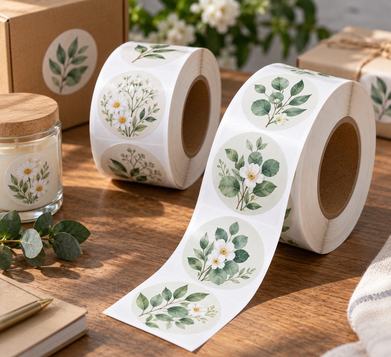 Custom roll labels for bottles, jars, cartons, and packaging