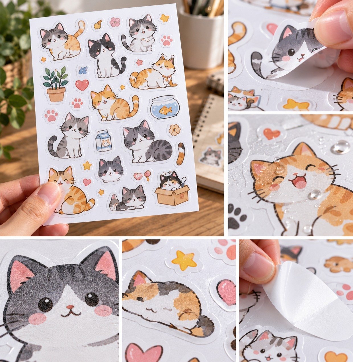 Kiss-cut sticker peeling from a custom sticker sheet