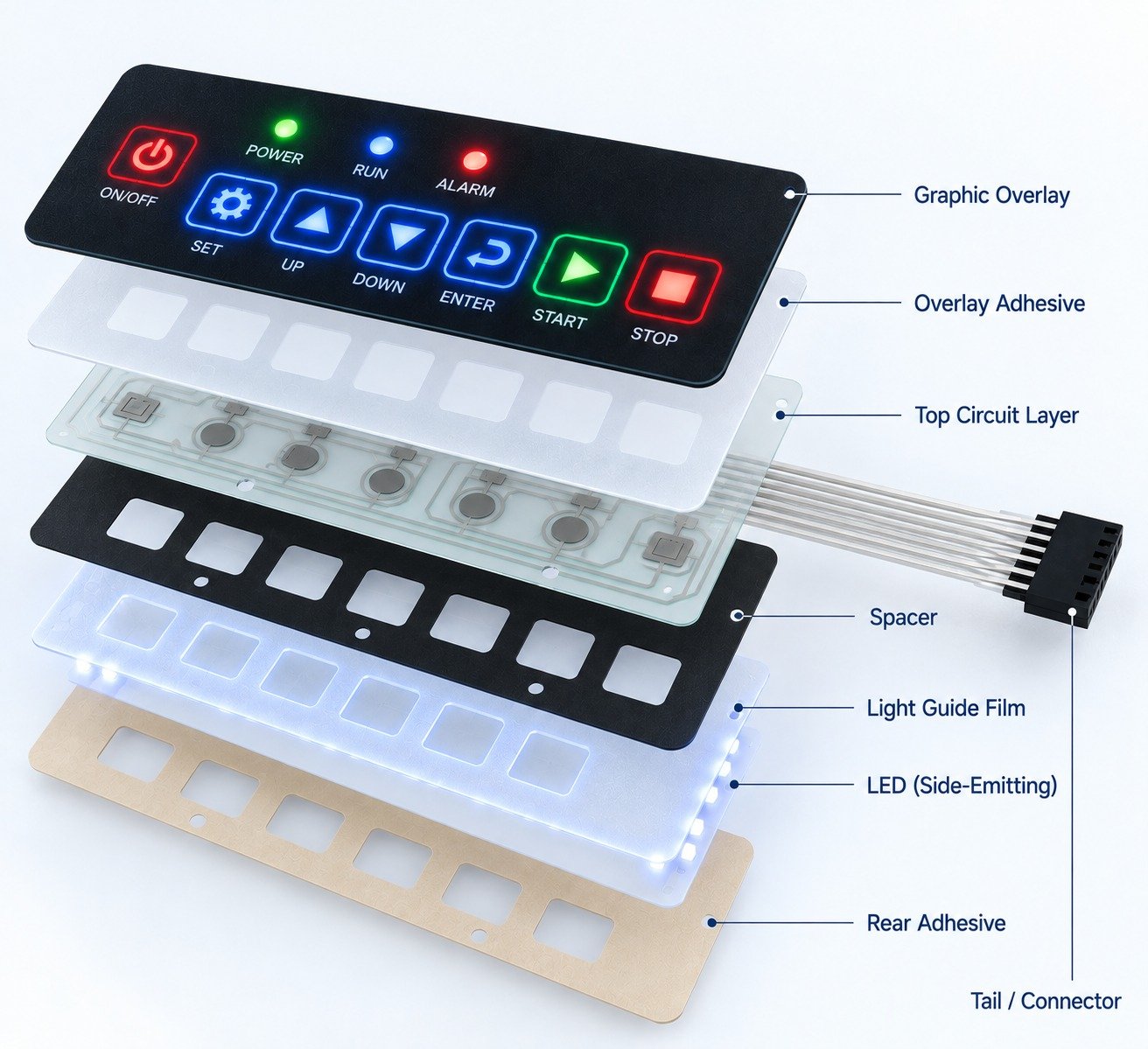 LED Backlit Membrane Switches material and construction review
