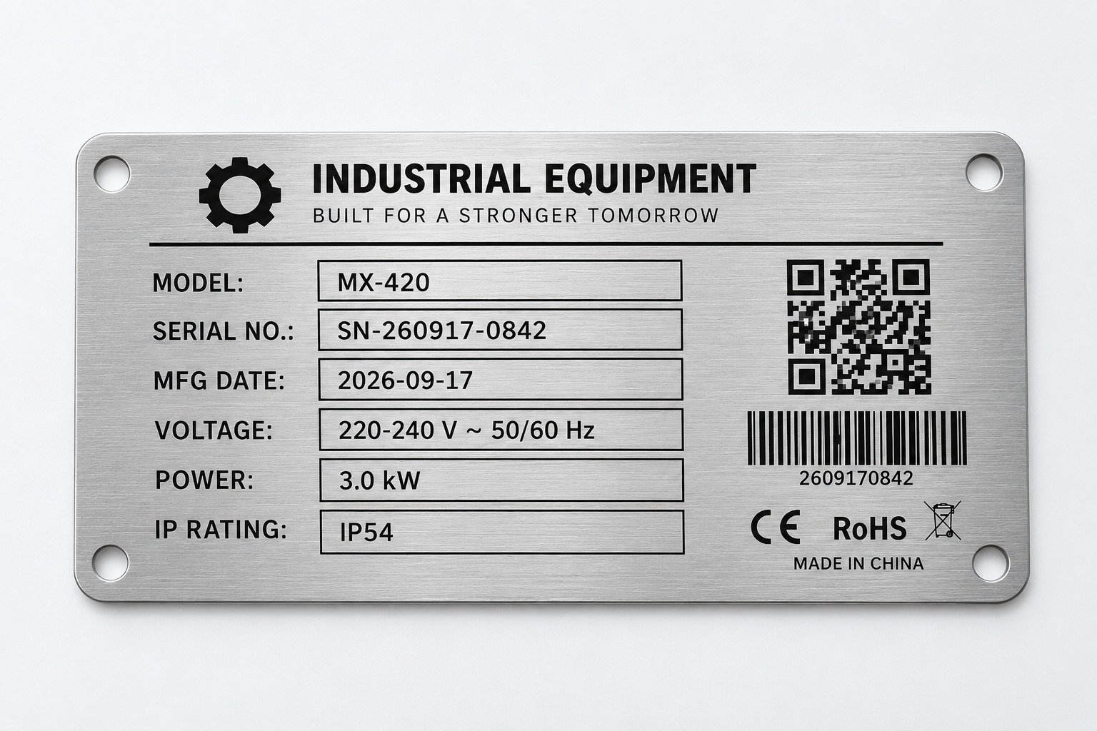 Rating Plates product construction