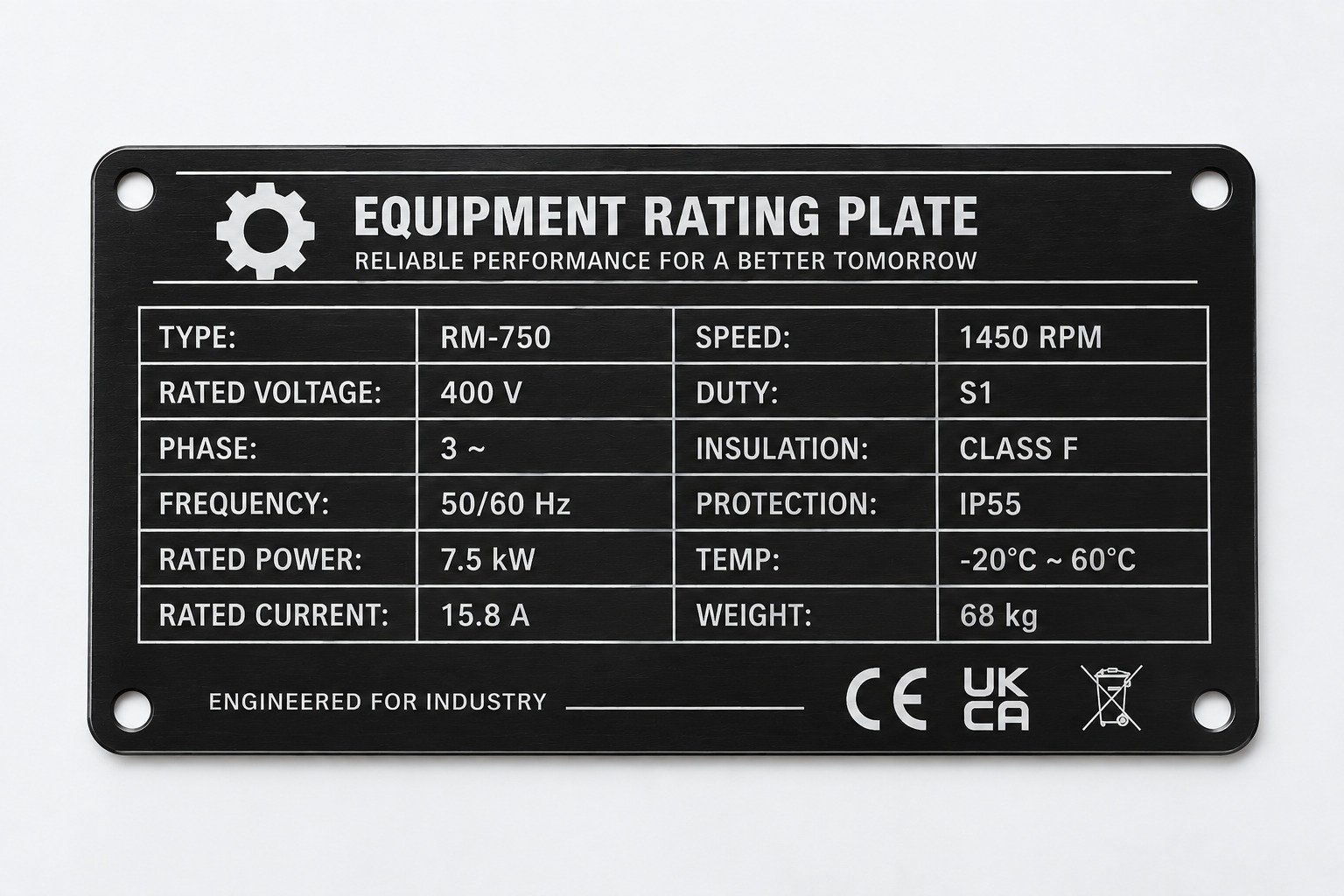 Custom metal serial number plates with barcodes and sequential data